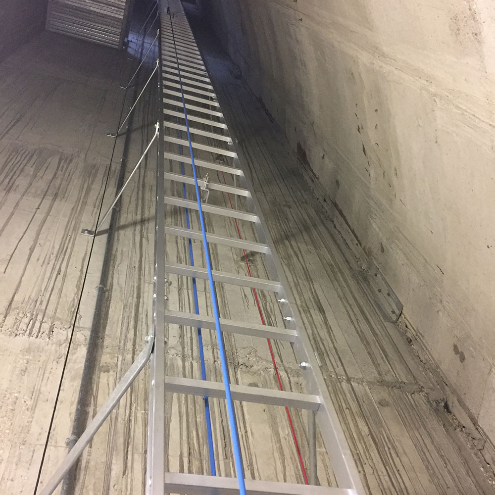 Wind turbine ladder inside the tower